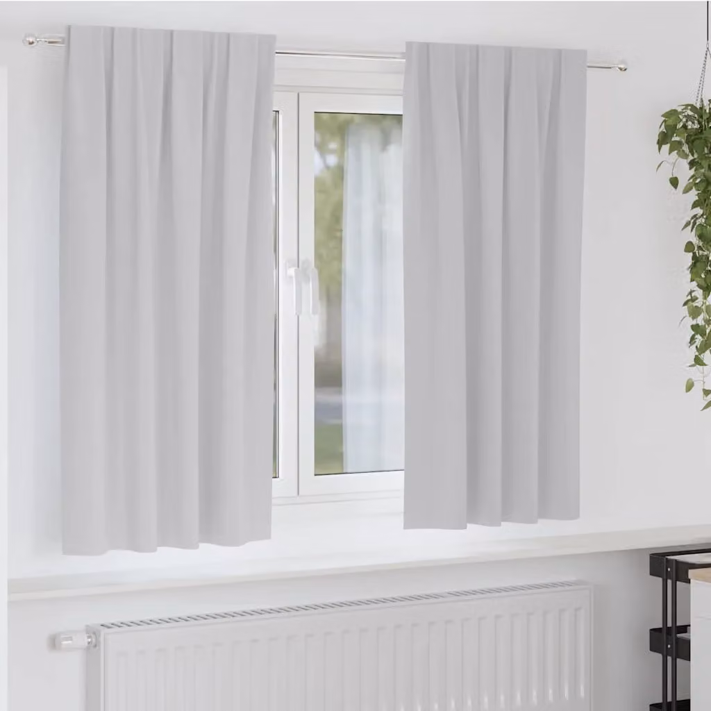 Set di 2 tende blackout vidaXL con anelli in poliestere, colore grigio, L: 175 cm x H: 140 cm