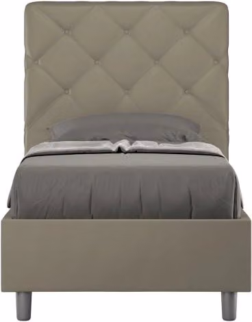 Letto imbottito Singolo 80x200 cm Priya - Similpelle,Cappuccino,Con rete