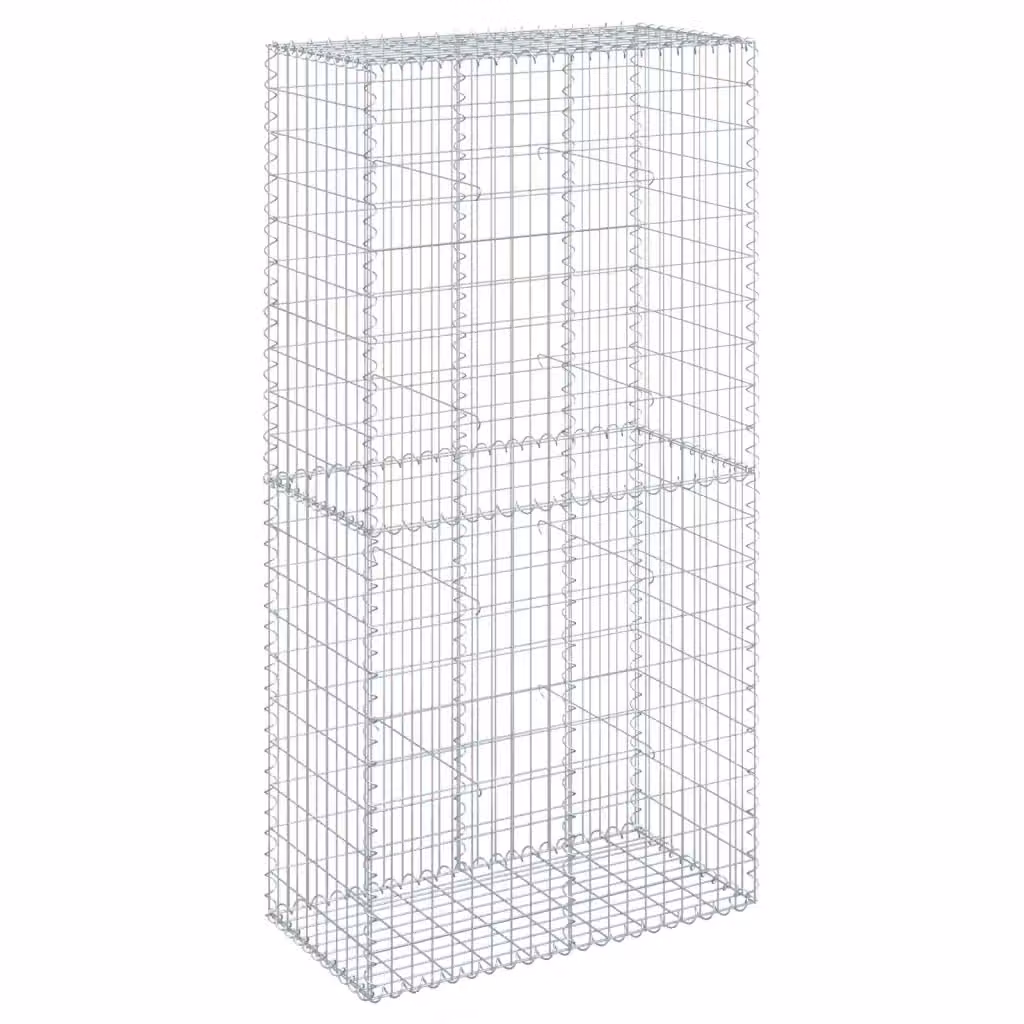 Cesto Gabbione con Copertura vidaXL in Acciaio Zincato Argento L/P/H: 100 x 50 x 200 cm – 2