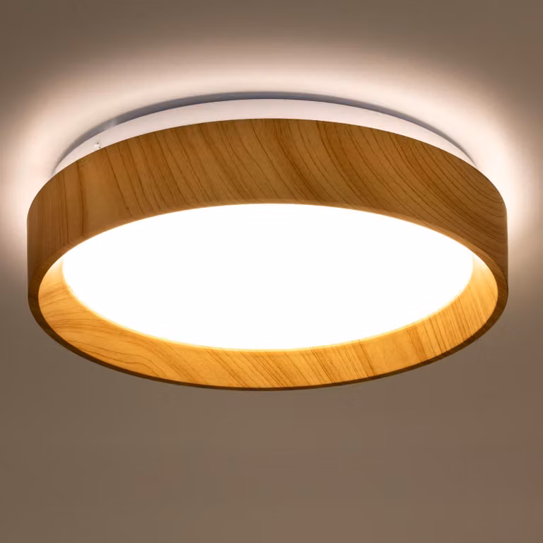 LUMILED Lampada da soffitto a LED effetto legno 18W Rotonda 27cm 4000K Bianco neutro IP44 Resistente agli spruzzi d'acqua Lampada da soffitto moderna per bagno, cucina, corridoio, camera da letto