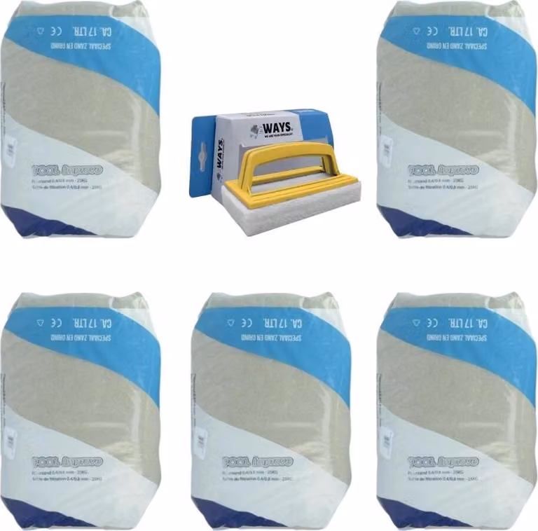 Pool Improve - Sabbia filtrante per pompa filtro - 125 kg & spazzola WAYS