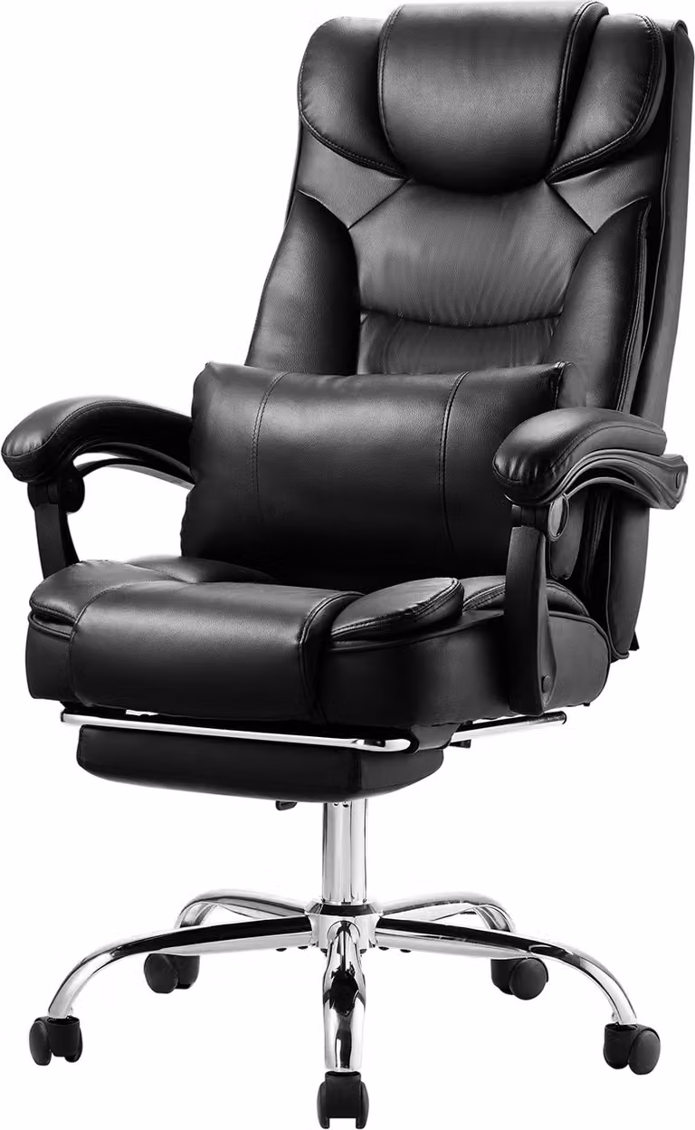 SucceBuy Executive Chair sedia da ufficio con schienale alto, poggiapiedi e supporto lombare, nero
