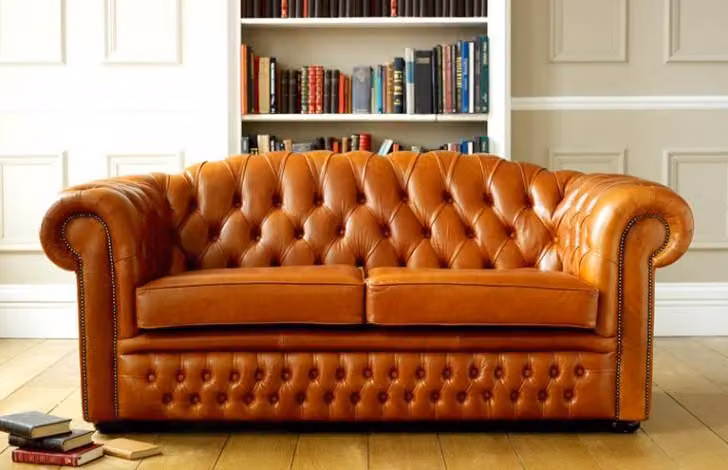 Chesterfield Sofa Couch Polster Leder Couchen Braune Garnitur 3 Sitzer