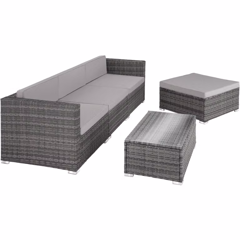 Salottino da giardino in rattan e metallo TecTake GmbH colore grigio