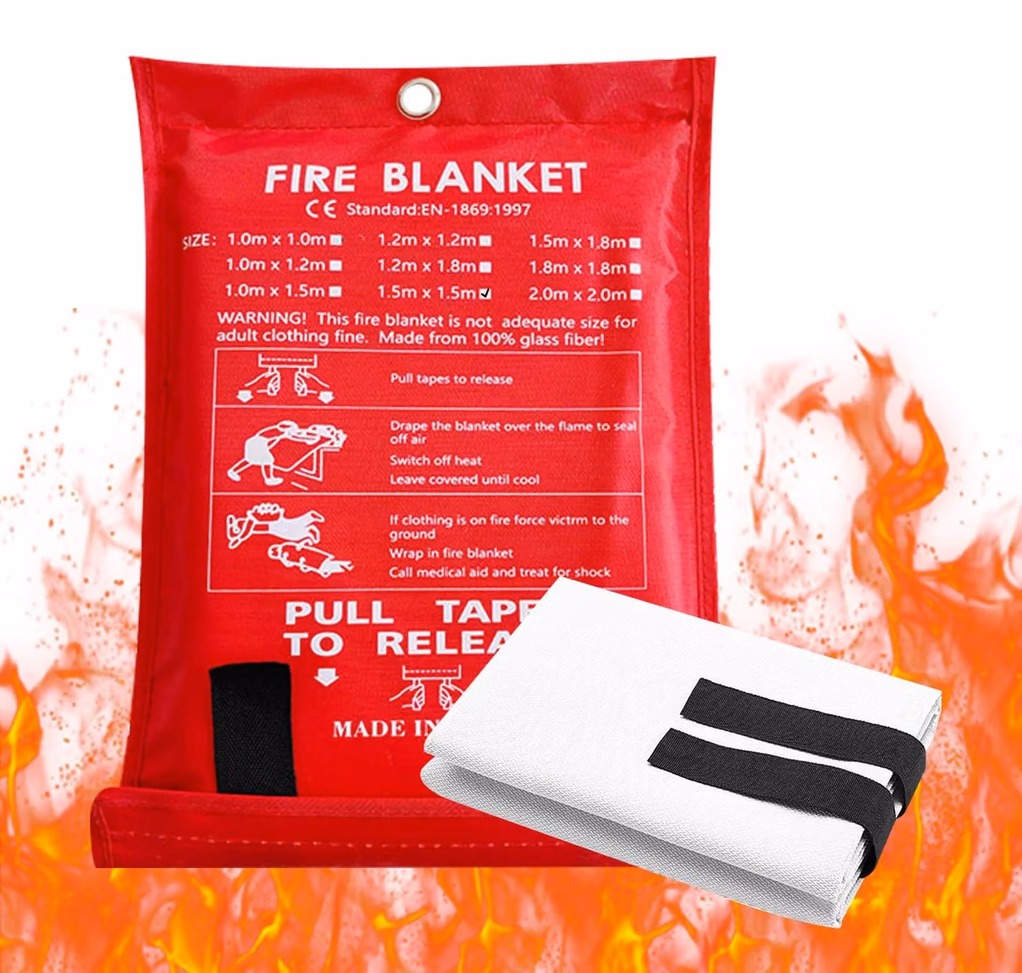 Coperta ignifuga per emergenze, 1,5 x 1,5 m, per uso domestico, cucina, coperta antincendio