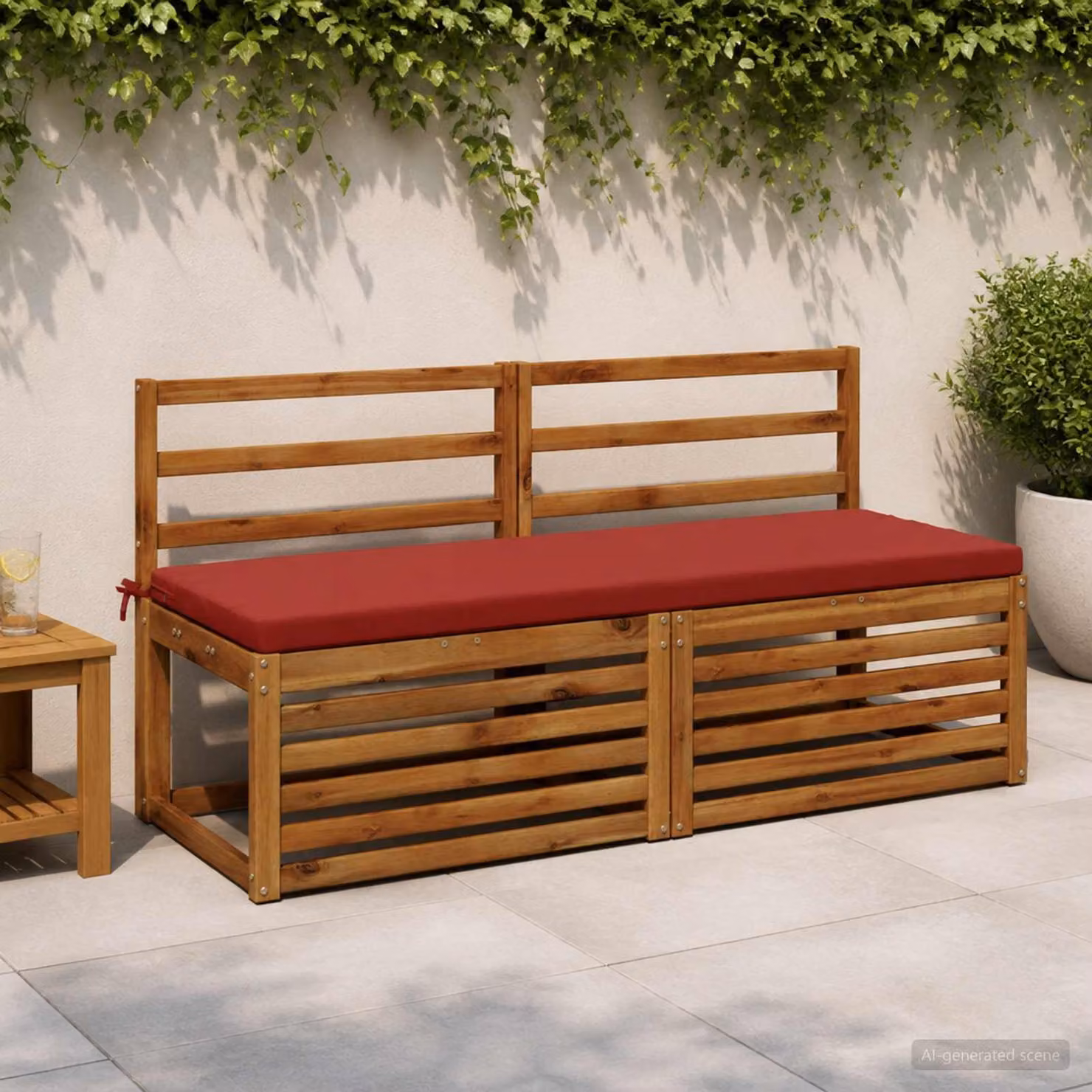 Set di 2 cuscini per panchina vidaXL SOEST in poliestere rossi con imbottitura in schiuma e coperture lavabili