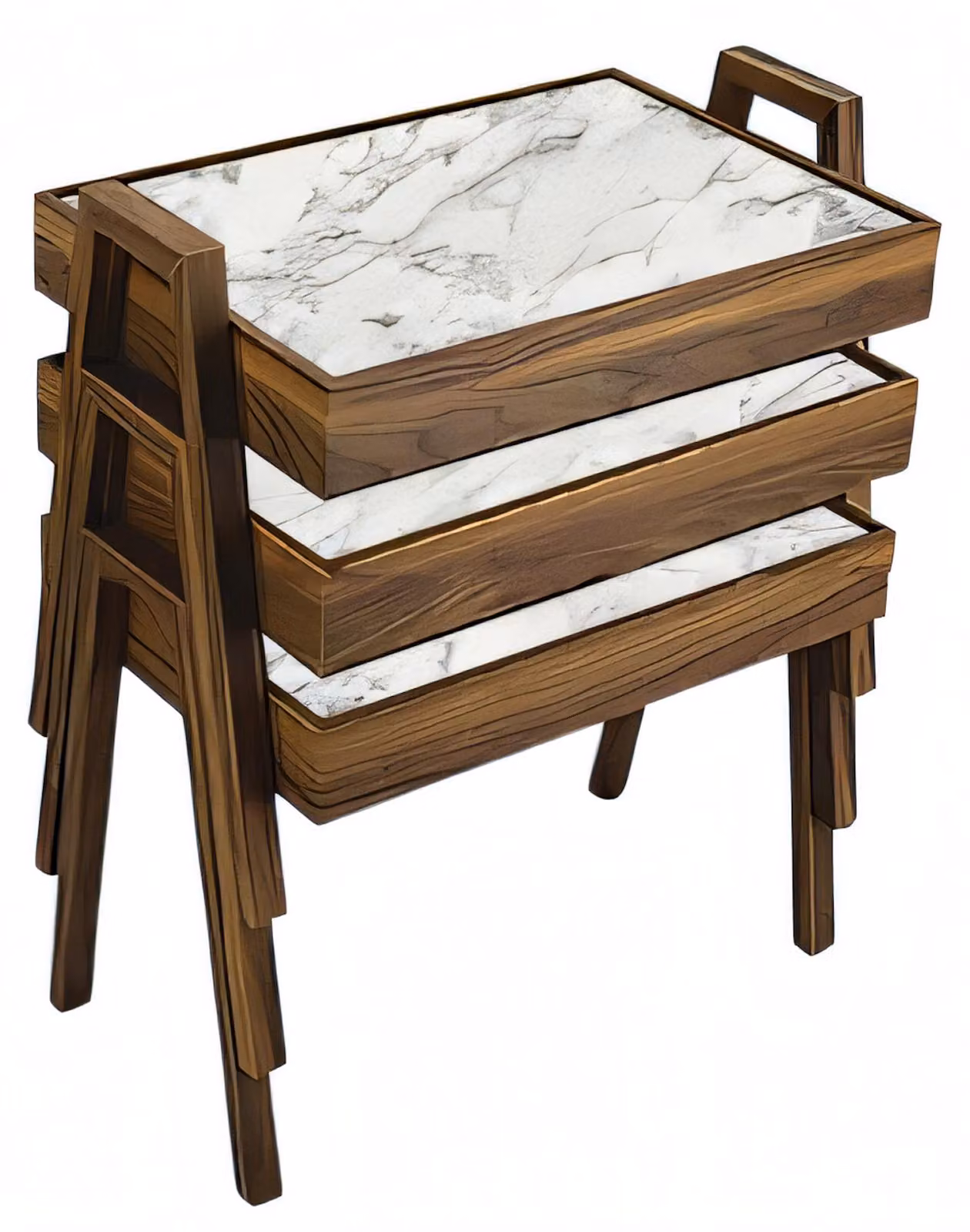 Elegantes braunes Holz Couchtisch-Set im stilvollen Design