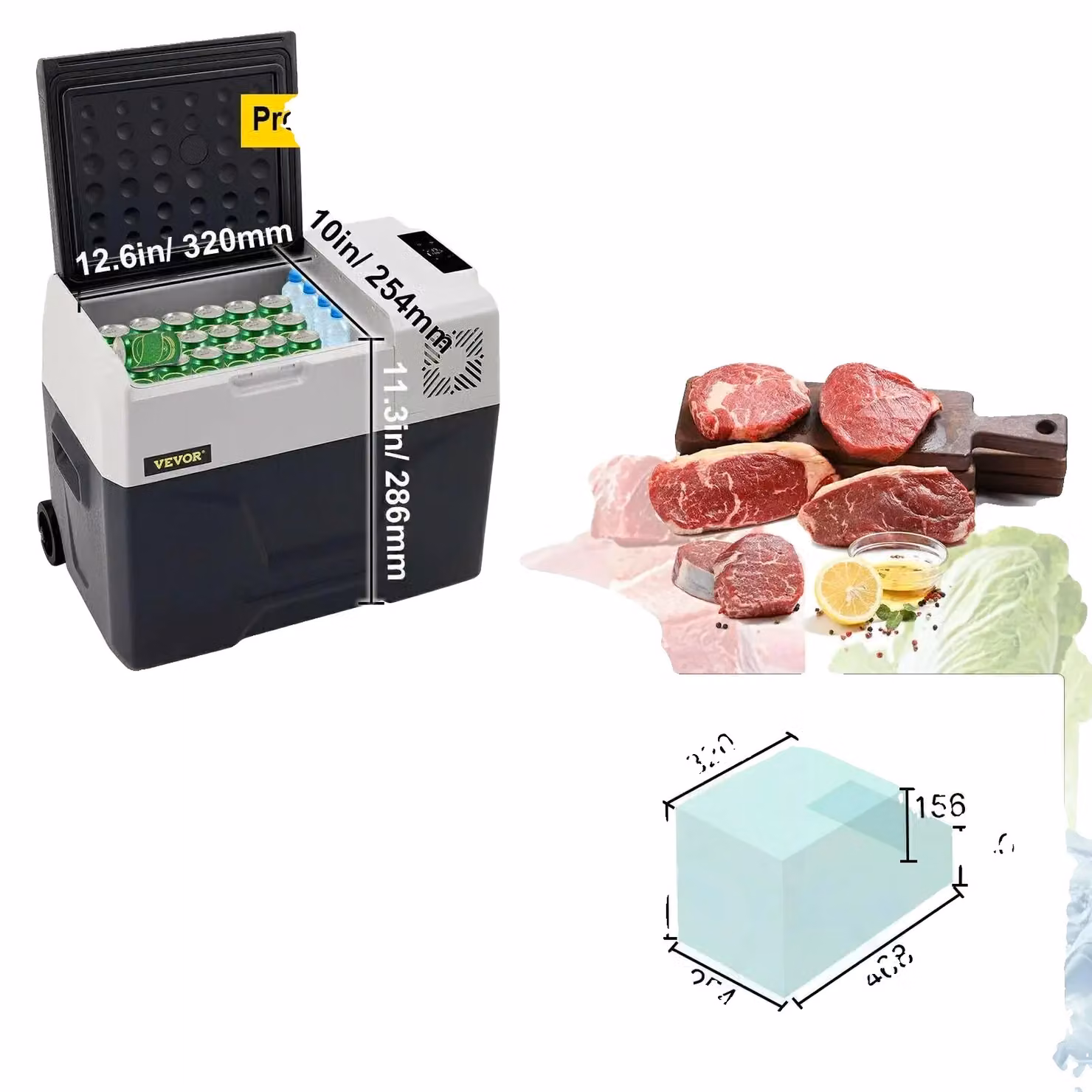 Mini-frigorifero portatile, con compressore, capacità 32 litri