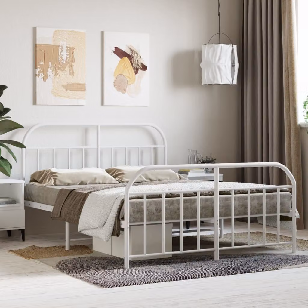 vidaXL Giroletto con testiera e pediera in metallo bianco 140x200 cm - Giroletto - Cornici per letti - Giroletto - Letto