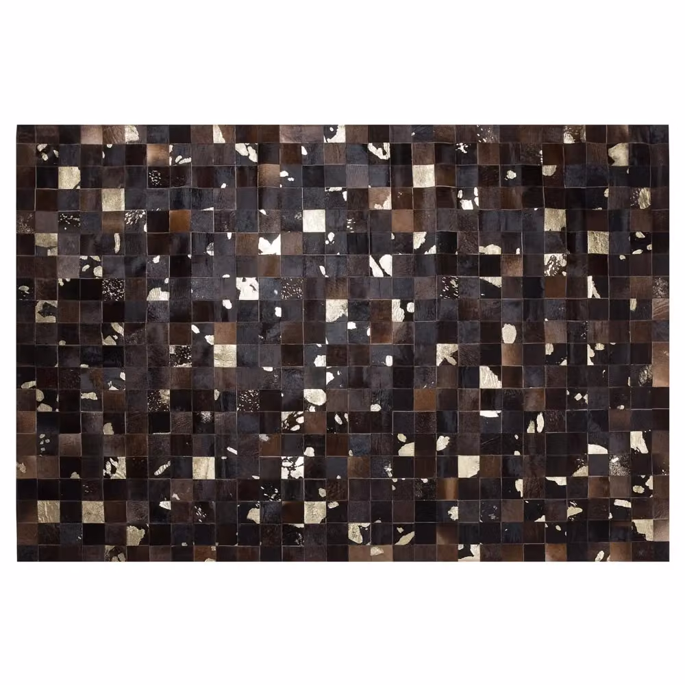 Tappeto Beliani in vera pelle marrone con design patchwork moderno fatto a mano L: 230 cm, P: 160 cm – 2