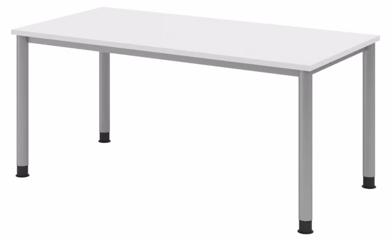 Scrivania bümö Serie H - Finitura: bianco, Struttura: argento, Dimensioni: 160 x 80 cm