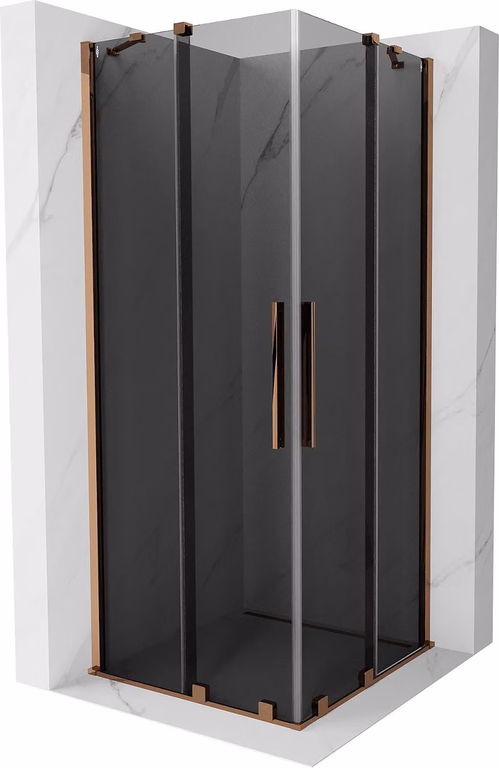 Mexen Velar Duo cabina doccia scorrevole 80 x 80 cm, grafite, oro rosa - 871-080-080-42-60