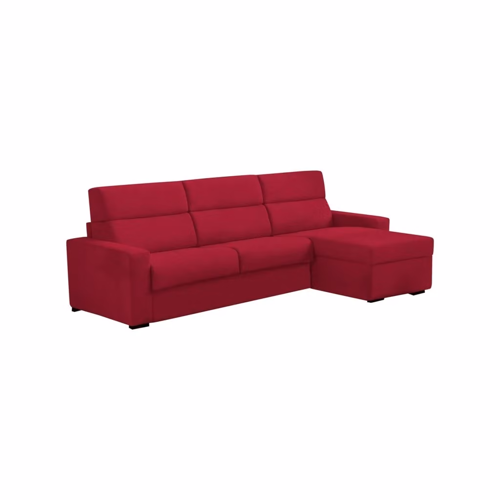 Divano Letto Celleno DMORA con Penisola Sfoderabile Made in Italy, Rosso, L/P/H: 280 x 160 cm – 2