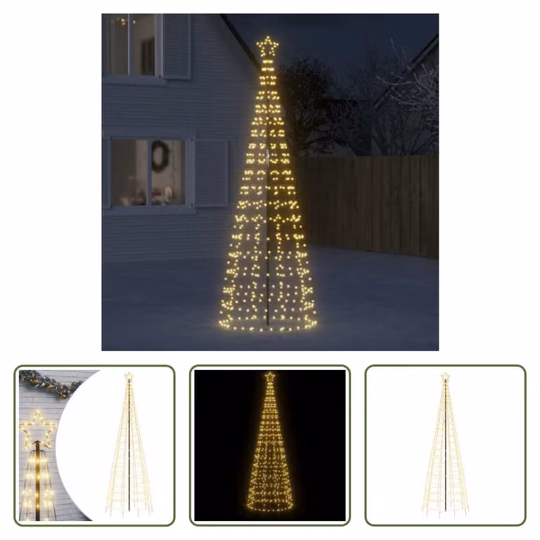 The Living Store Albero di Natale a LED con punte a terra 570 LED Bianco caldo 300 cm
