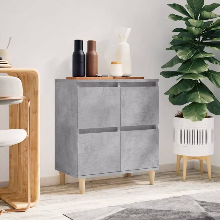 Credenza vidaXL in legno multistrato, Grigio Cemento e Beige, L 60 x P 35 x H 70 cm