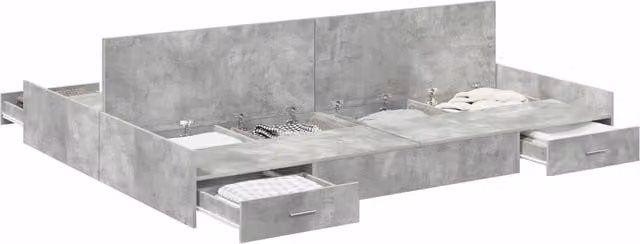 Letto matrimoniale | Letto per adulti | Struttura letto con contenitore Grigio cemento 150 x 200 cm