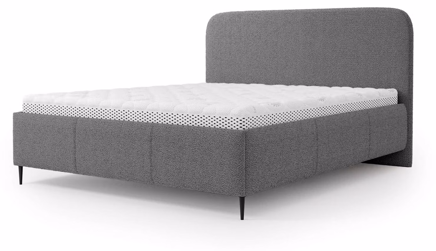 Letto imbottito con contenitore Edi, legno di frassino scuro, 140 x 200 cm