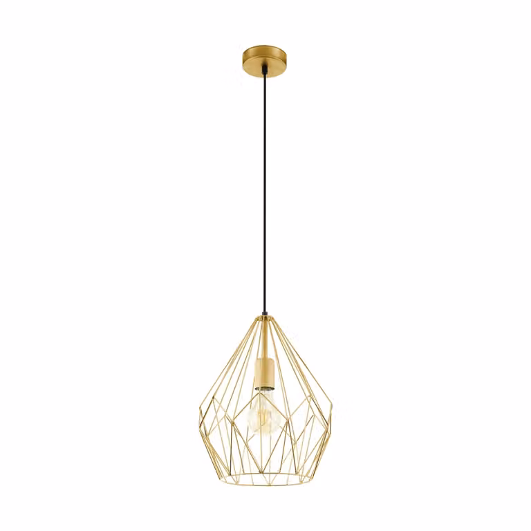 Lampadario A Sospensione Vintage Carlton Acciaio Oro 1 Luce E27 D31