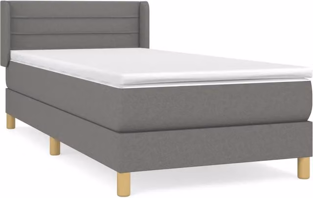 Letto singolo | Letto per adulti | Giroletto a Molle con Materasso Grigio Chiaro100x200 cm Tessuto