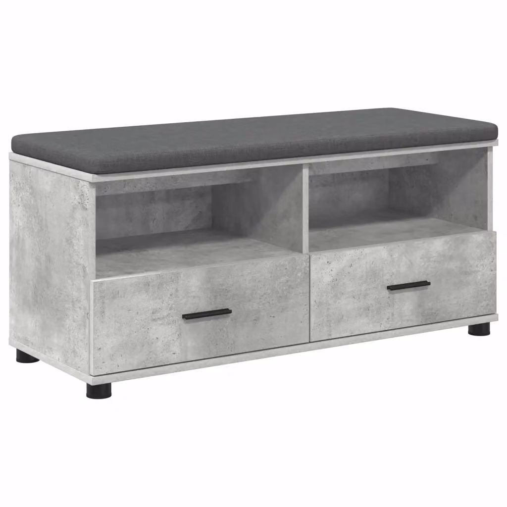 Panca per ingresso con cuscino e porta scarpe vidaXL, Grigio, L 100 x P 38 x H 46 cm – 2