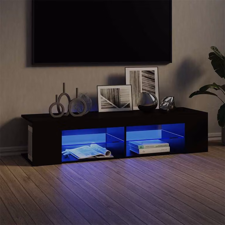 vidaXL Mobile Porta TV Moderno con Luci LED Integrate Nero L: 135 cm, P: 39 cm, H: 30 cm
