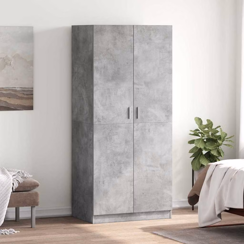 Armadio moderno vidaXL in legno MDF grigio con ante a battente L: 80 cm, P: 52 cm, H: 180 cm – 1