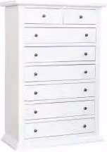 cassettiera settimino Shabby chic in legno laccato bianco 6+2 cassetti