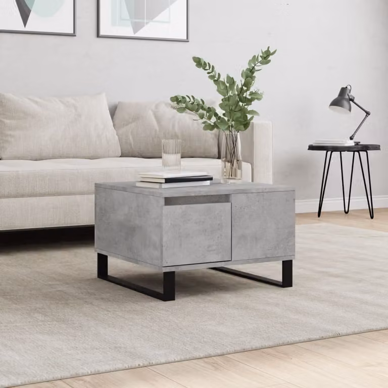 vidaXL Tavolino da Salotto Moderno Quadrato Grigio Cemento L/P/H: 55 x 55 x 36,5 cm