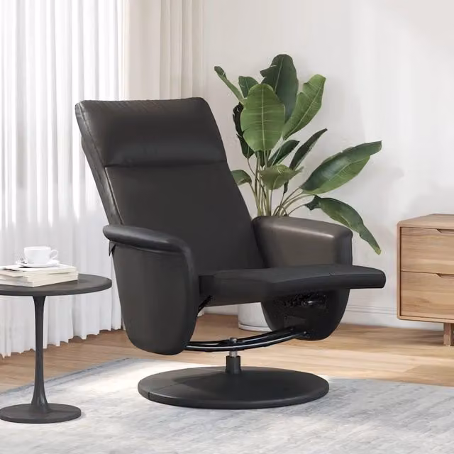 Poltrona Reclinabile Relax vidaXL in Similpelle Nera con Poggiapiedi e Sedia Girevole 360 Gradi