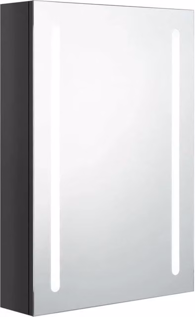 Mobile da bagno moderno nero lucido con specchio e illuminazione LED, L: 50 cm, P: 13 cm, H: 70 cm – 1