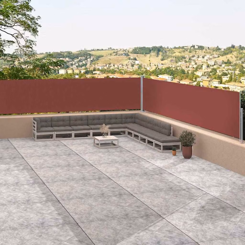 vidaXL Tenda Laterale Retrattile in Poliestere Marrone L: 1200 cm, H: 117 cm
