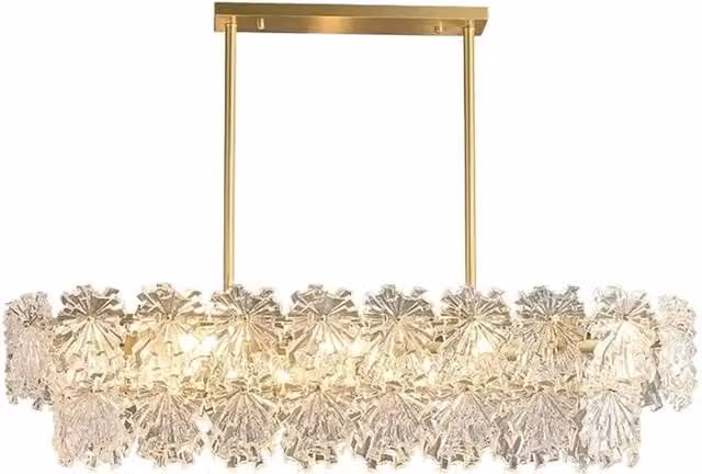 Lampada a sospensione Toolight APP1198-4CP in metallo e cristallo color oro e trasparente