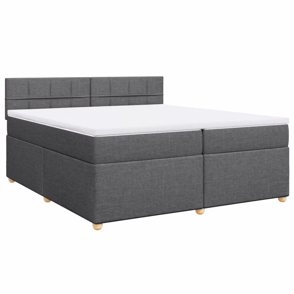 Giroletto a Molle con Materasso Grigio Scuro 200x200 cm Tessuto
