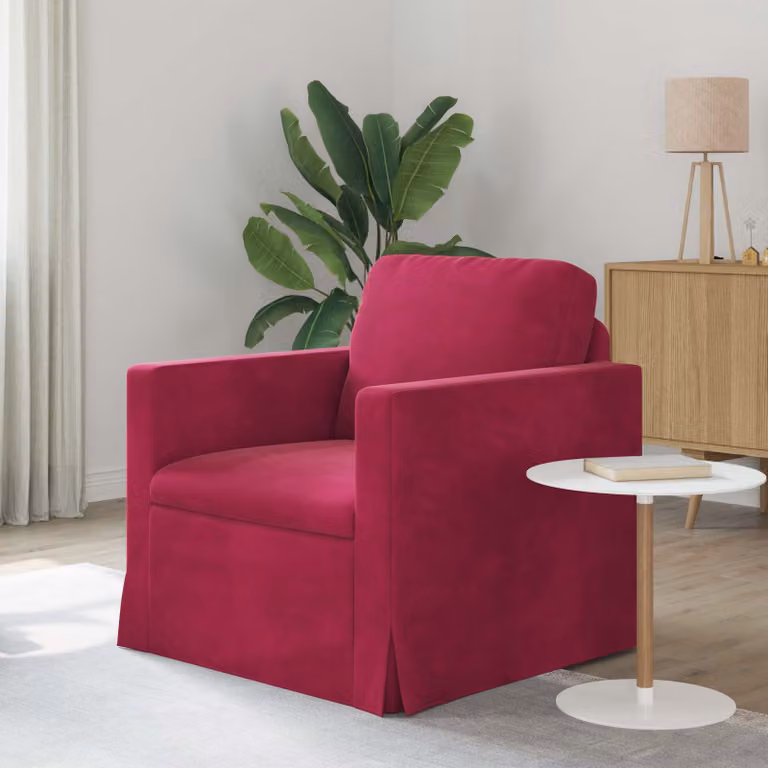 Divano vidaXL in velluto rosso vino per il tuo soggiorno, L: 78 cm, P: 78 cm, H: 80 cm
