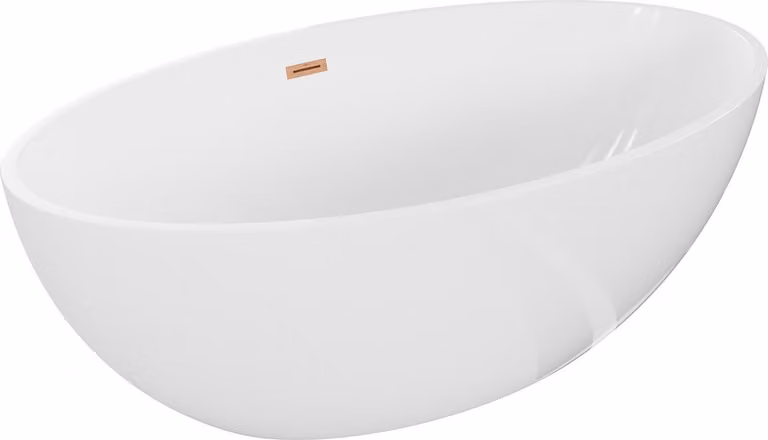 Mexen Nike vasca da bagno autoportante 175 x 100 cm, bianca, troppo pieno rame spazzolato - 54071751000-65