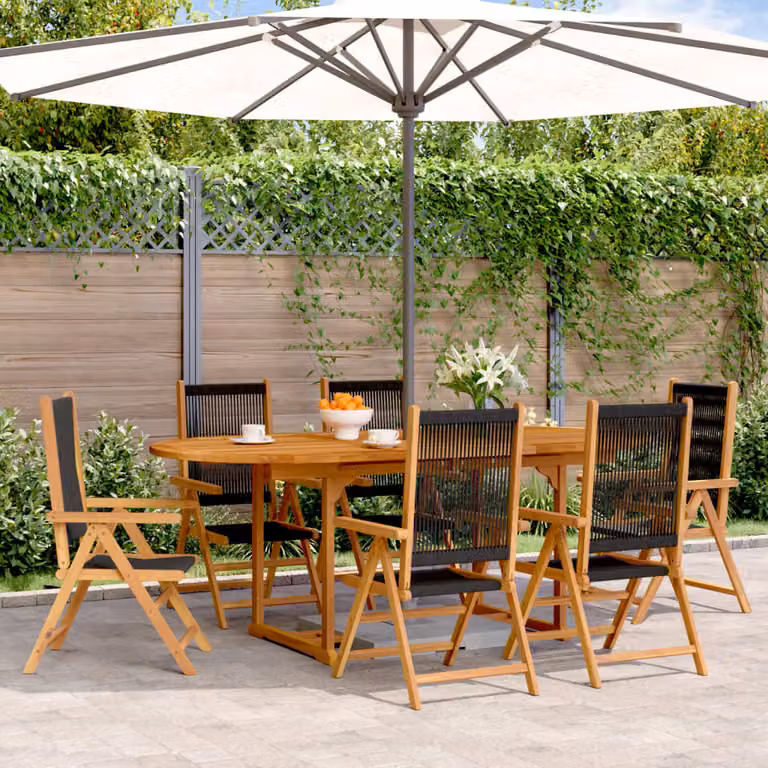 Maison Exclusive - Set da pranzo da giardino 7 pezzi in polipropilene e legno massello, nero