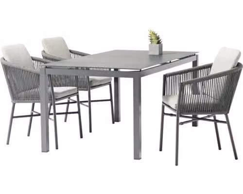 Dinette Destiny LUCCA CREMONA 4 poltrone + tavolo 160x90x74cm in vetroVetroceramica