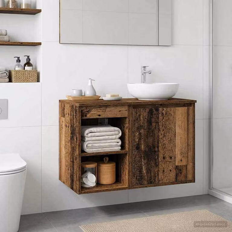 Armadio da bagno vidaXL In-between in legno antico marrone con ripiani interni e ante a cerniera L/P/H: 30 x 41 x 50 cm