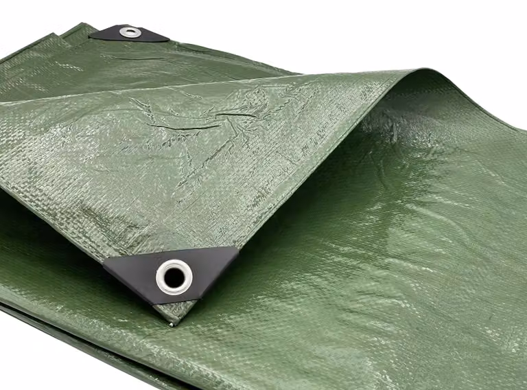 Telo impermeabile, 3 x 5 metri, verde, con anelli metallici, multifunzionale