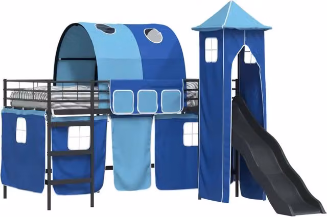 Struttura del letto loft per Bambini | Letto Infantile | Lettino Nero e Blu 100 x 200 cm