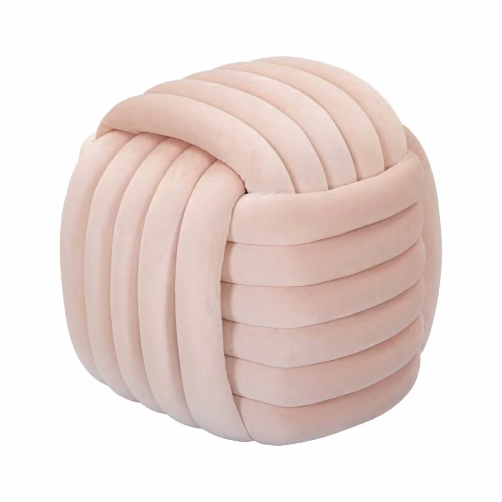 Pouf Bozzente DMORA Rosa in Velluto, Poltrona Multiuso e Poggiapiedi, L/P/H: 45 x 45 x 45 cm – 2