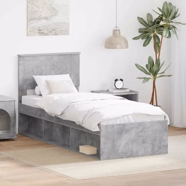 Struttura del letto-Giroletto Grigio Concret¨¨ 75 x 190 cm Pino massello 557886