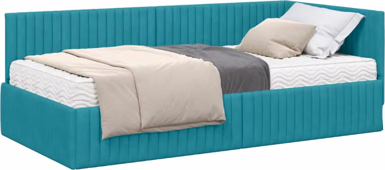 Struttura Letto Angolare con Materasso 2 pcs Turchese Velluto