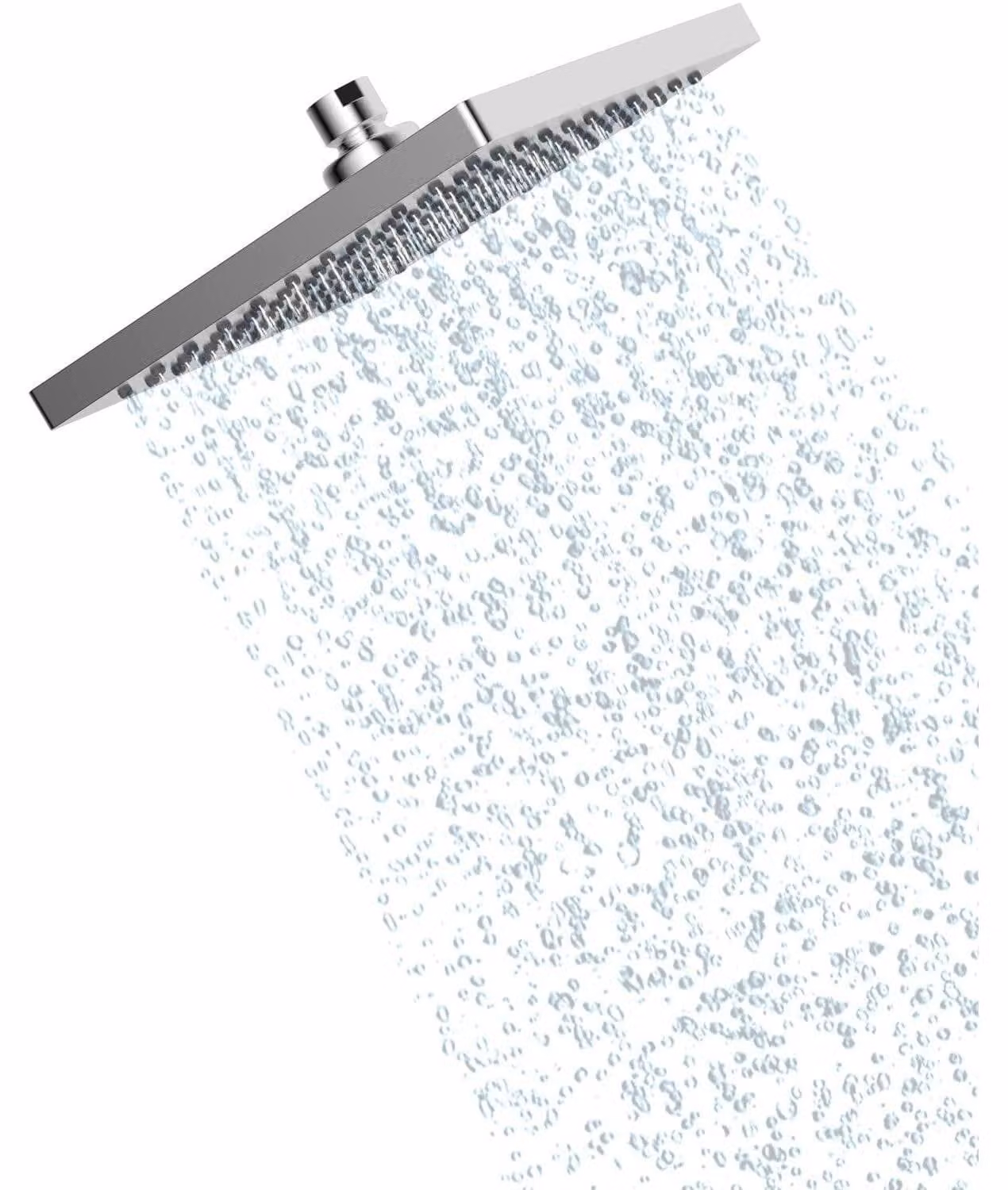 Doccia a pioggia, soffione quadrato in acciaio inossidabile, 250x250 mm, orientabile, finitura cromata