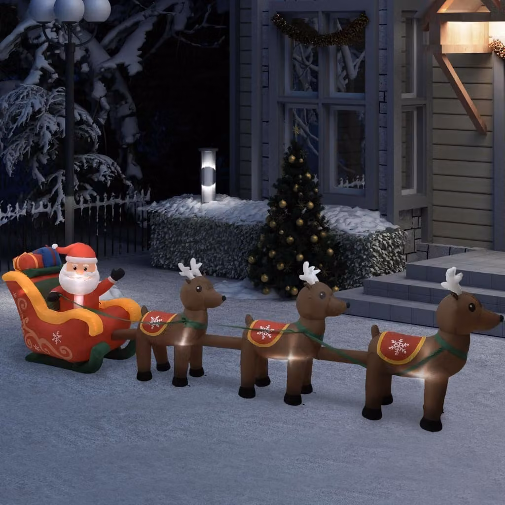 The Living Store Babbo Natale gonfiabile con renne LED 490 cm