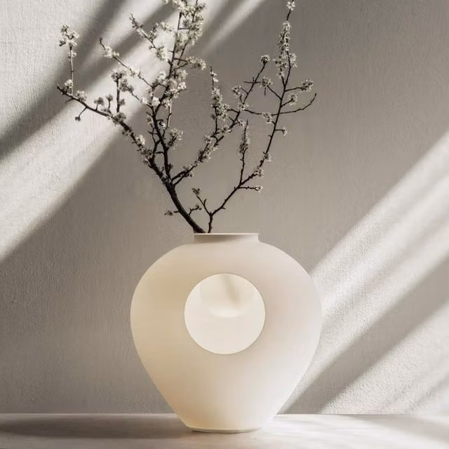 Foscarini Madre Lampada da tavolo bianca con vetro e metallo dimmabile con LED luce bianca calda