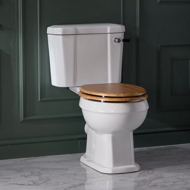 Wc Monoblocco Tradizionale Con Cassetta E Sedile Rovere – Cromo/Nero – Richmond