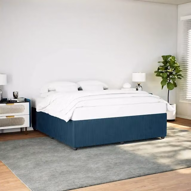 Letto con Giroletto Blu in Velluto vidaXL L/P: 180 x 200 cm – 1