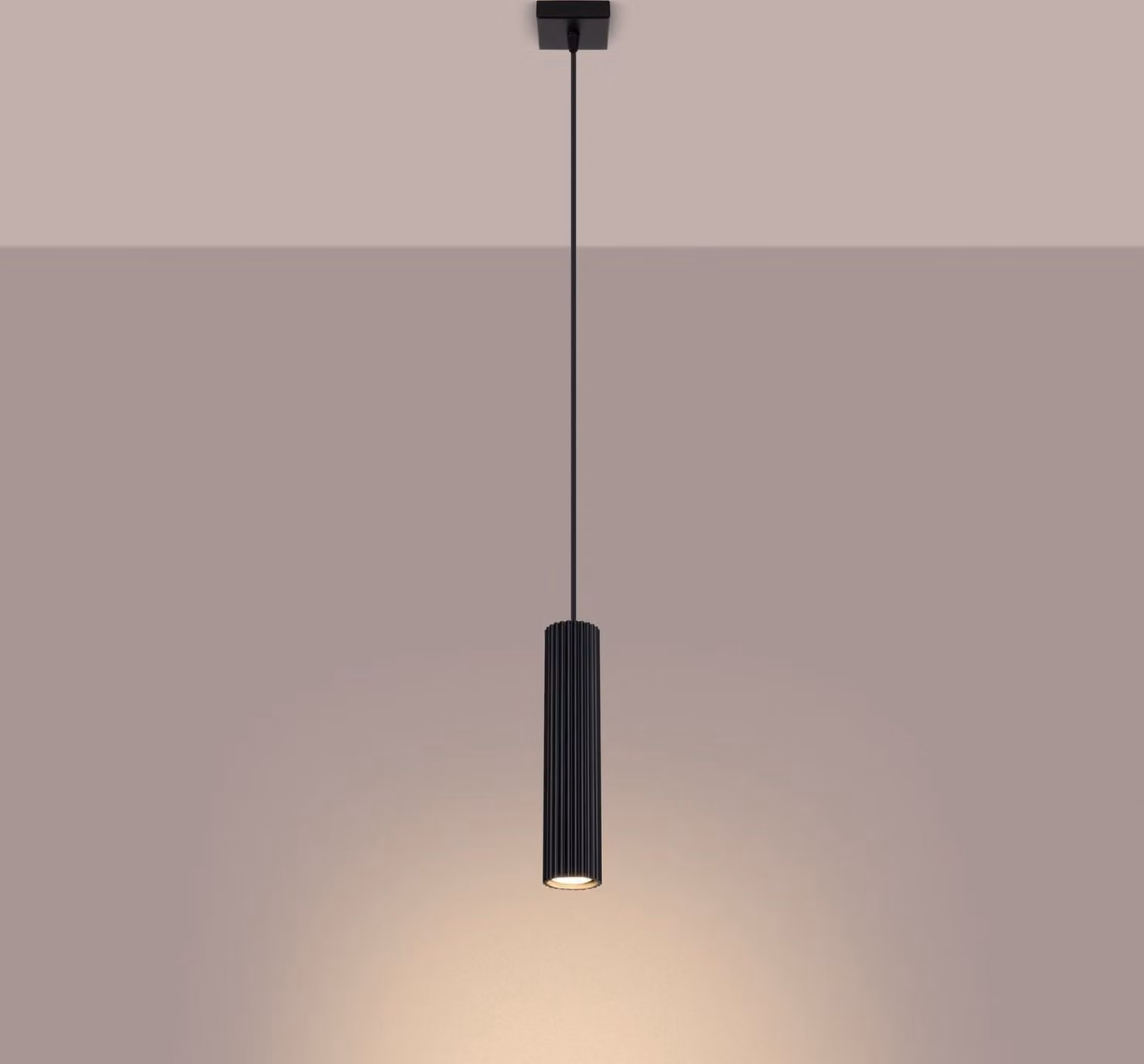 Luce a sospensione Alluminio L: 8 cm H: max. 118 cm Nero GU10 Luce a sospensione moderna