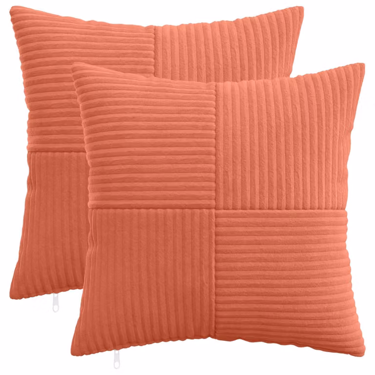 Set di 2 federe vidaXL ALMELO in velluto a coste, colore rosso arancio, 40 x 40 cm